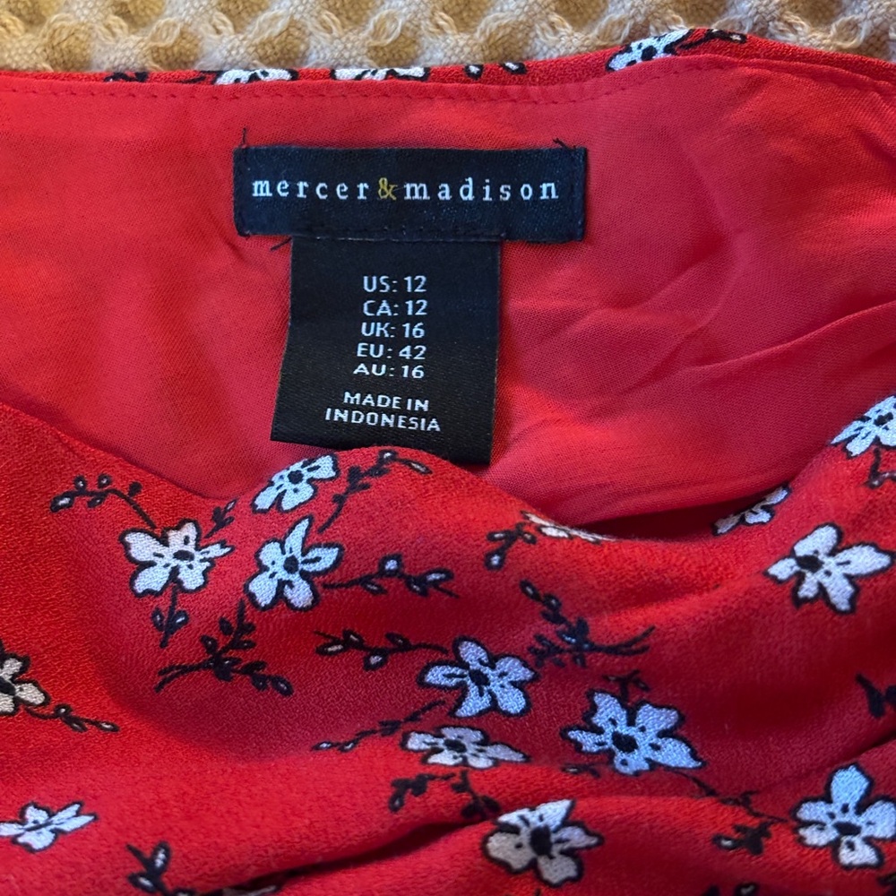 EUC Mercer & Madison Floral Sleeveless A-Line Red Mini Dress | Women’s 12 - Picture 4 of 14